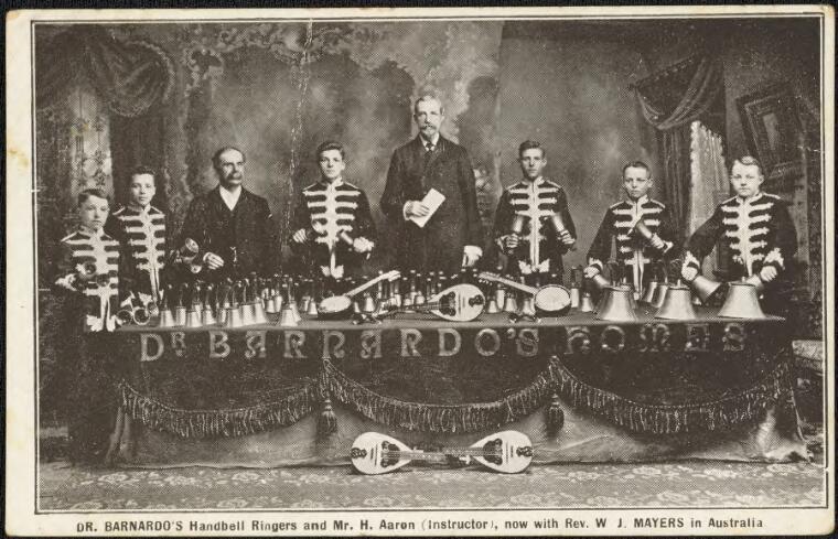 Dr. Barnardo's Handbell Ringers and Mr. H. Aaron (instructor), now