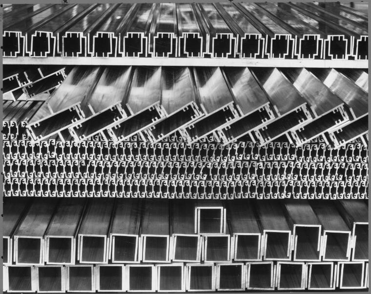 Sievers, Wolfgang, 1913-2007. Aluminium profiles at Comalco's plant at Yennora, New South Wales, 1965, 3 [picture]