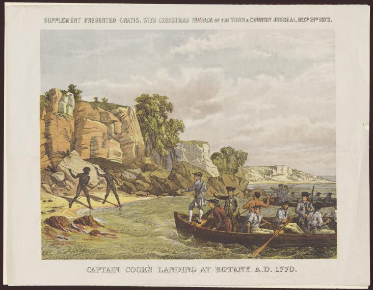 Digital Collections Pictures Captain Cook's landing at Botany, A.D. 1770 [picture].