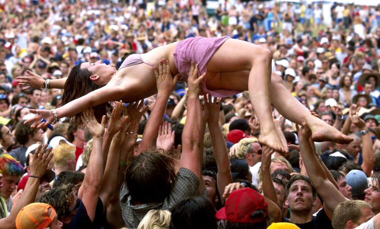 Archivegrid Crowd Surfing Young Woman At The Falls Music And Arts Festival Lorne Victoria 