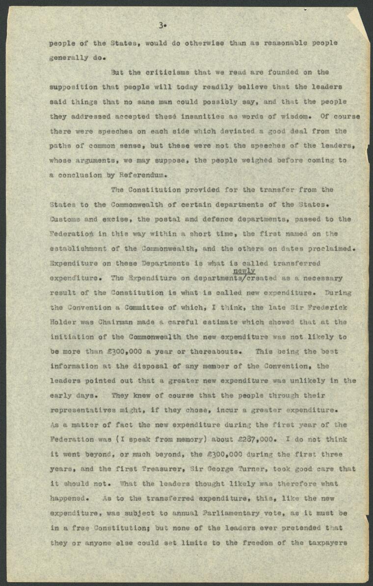 Barton Papers - Series 5: Speeches, articles 1898-1901