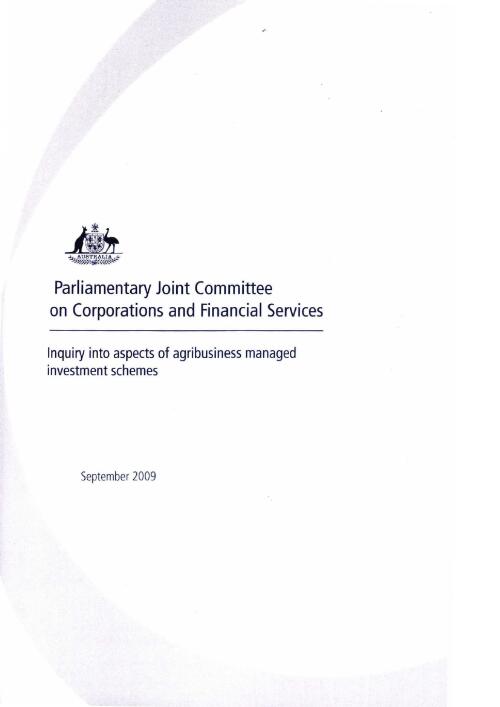 Inquiry into aspects of agribusiness managed investment schemes / Parliamentary Joint Committee on Corporations and Financial Services