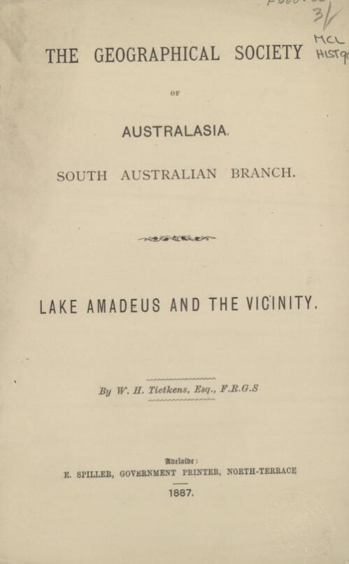 Lake Amadeus and the vicinity / by W.H. Tietkens