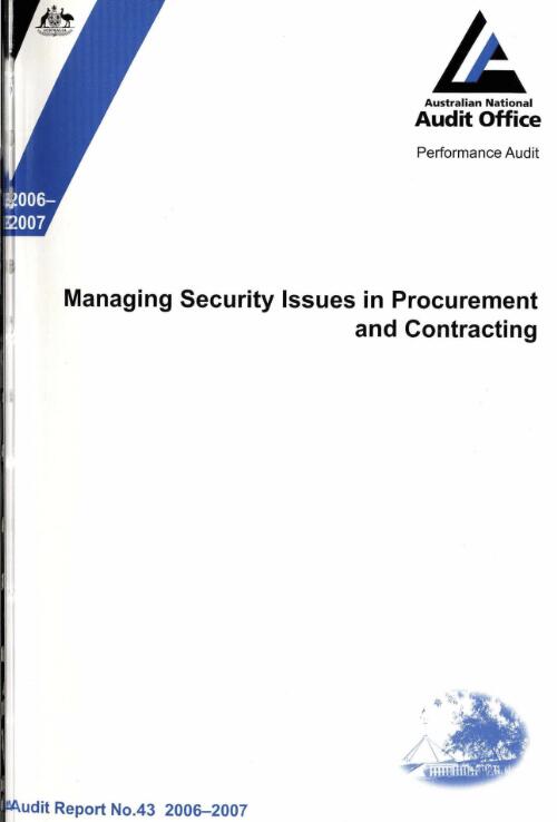 Managing security issues in procurement and contracting / the Auditor-General