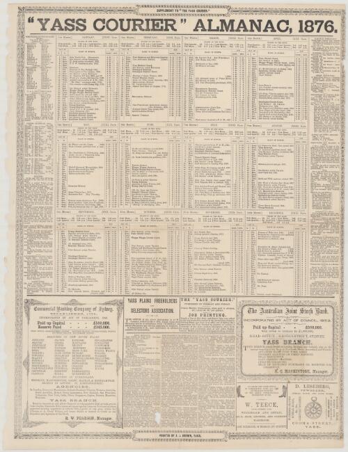 "Yass courier" almanac, 1876