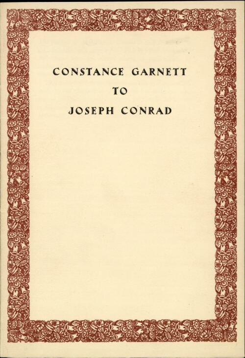 Constance Garnett to Joseph Conrad