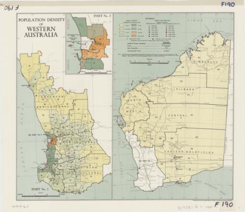 Population density of Western Australia [cartographic material] : [1961] / prepared for the Commonwealth Bureau of Census and statistics Canberra
