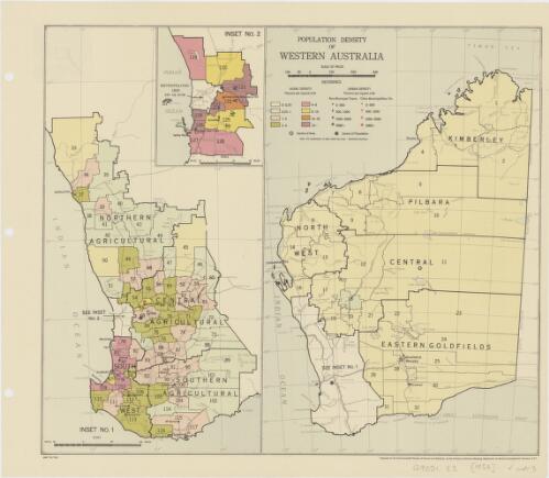 Population density of Western Australia [1954 census] [cartographic material] / prepared for the Commonwealth Bureau of Census and Statistics
