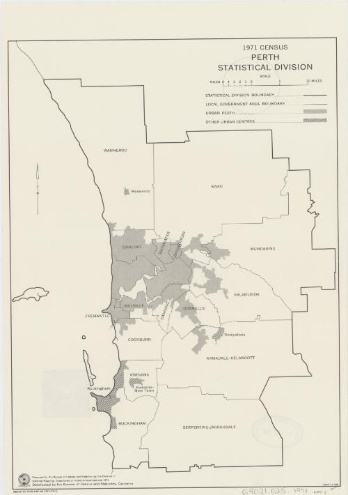 Perth statistical division [cartographic material] : 1971 census / prepared for the Bureau of Census and Statistics by the Division of National Mapping, Department of National Development