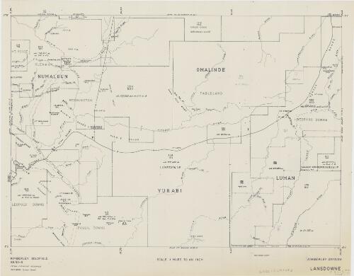 R.F. 1:253 440 : [Western Australia cadastral series]. E 52-5, Landsdowne, Kimberley Division, Kimberley Goldfield [cartographic material] / Western Australia Dept. of Lands & Surveys