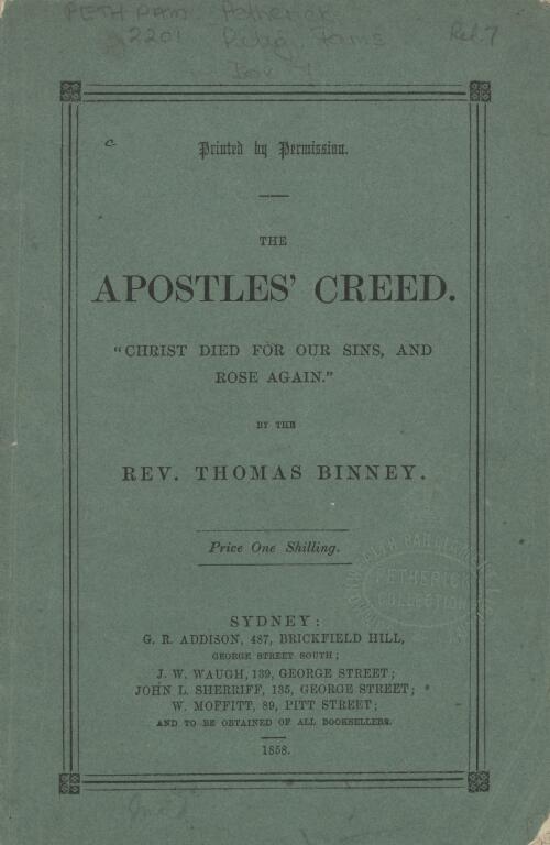 The Apostles' creed ... / by Thomas Binney