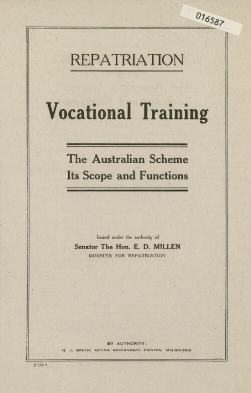 Vocational training : the Australian scheme : its scope and functions