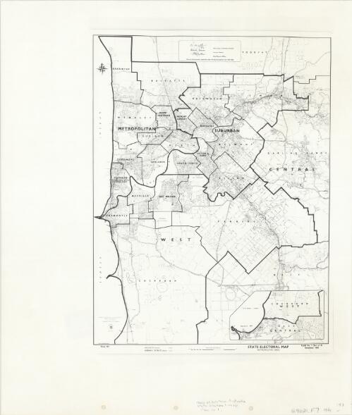 Map of Western Australia, state electoral map [cartographic material] showing boundaries of provinces, assembly districts, local authorities, December 1961 / Lands & Surveys Department