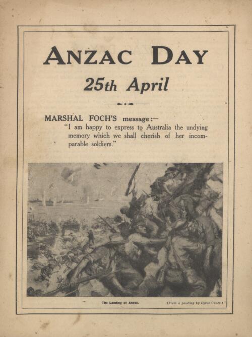 Anzac Day : 25th April