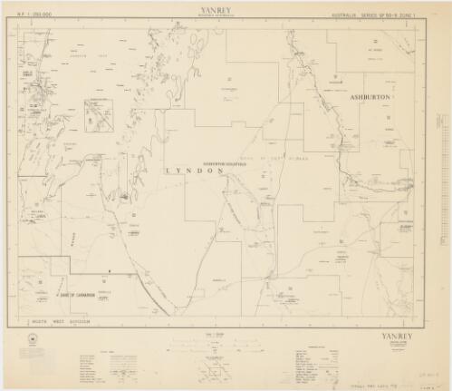 R.F. 1:250 000 : [Western Australia cadastral series]. SF 50-9 Zone 1, Yanrey, Western Australia [cartographic material] / Western Australia Dept. of Lands & Surveys, Surveyor Generals Division