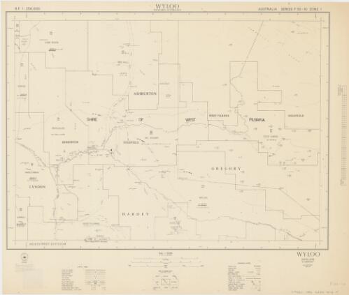 R.F. 1:250 000 : [Western Australia cadastral series]. F 50-10 Zone 1, Wyloo, Western Australia [cartographic material] / Western Australia Dept. of Lands & Surveys, Surveyor Generals Division