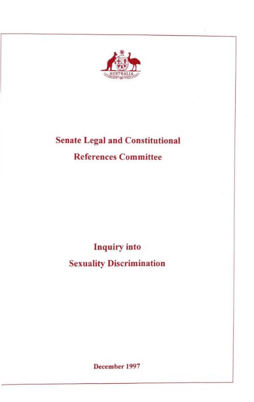 Inquiry into sexuality discrimination / Senate Legal and Constitutional References Committee