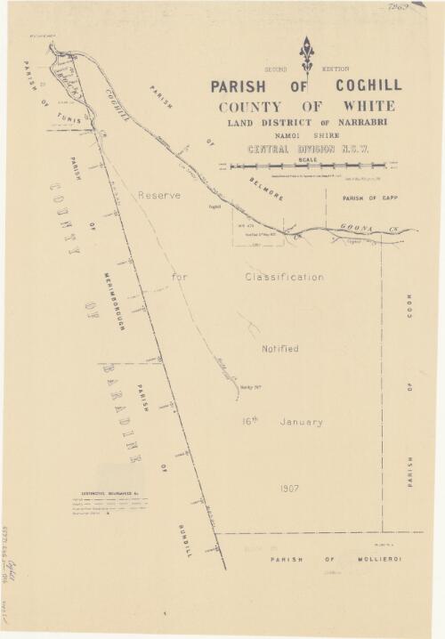 Parish of Coghill, County of White [cartographic material] : Land District of Narrabri, Namoi Shire, Central Division N.S.W. / compiled, drawn and printed at the Department of Lands, Sydney, N.S.W., Aug. '16