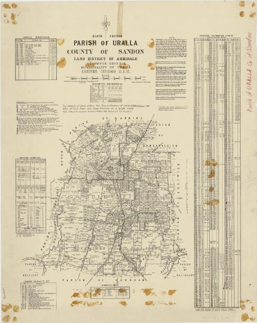 Parish of Uralla, County of Sandon [cartographic material] : Land District of Armidale, Gostwyck Shire, & Municipality of Uralla, Eastern Division N.S.W. / compiled, drawn and printed at the Department of Lands, Sydney N.S.W