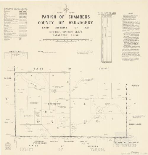 Parish of Chambers, County of Waradgery [cartographic material] : Land District of Hay, Central Division N.S.W, Waradgery Shire / compiled, drawn & printed at the Department of Lands, Sydney, N.S.W