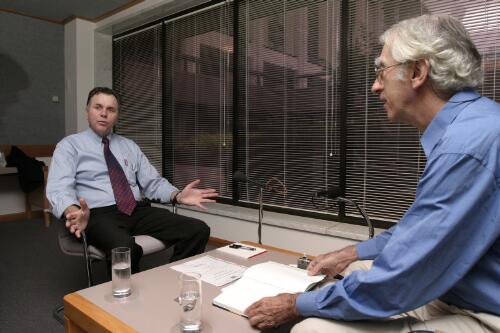 Collection of photographs of Professor Barry Marshall taken during an oral history interview by Dr Peter Pockley at the National Library of Australia, 2 February 2005 [picture] / Greg Power