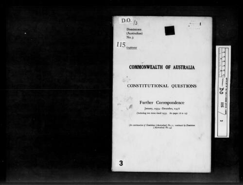 Confidential print Dominions (Australia), 1928-1936 [microform]./ as filmed by the AJCP