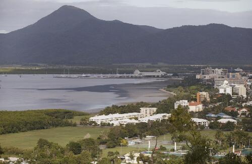 View of Cairns, the Trinity Inlet and the Yarrabah range from Mt Whitfield, Cairns, Queensland, 15 June 2005 [picture] / Loui Seselja