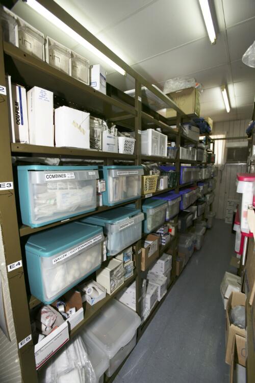 Medical supplies at the Royal Flying Doctor Service of Australia's hangar, Cairns Airport, Cairns, Queensland, 15 June 2005 [picture] / Loui Seselja