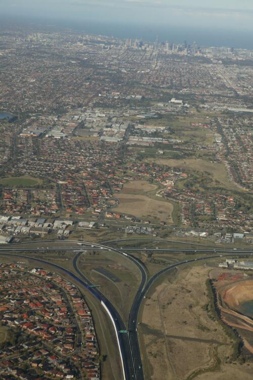 Aerial view of Melbourne taken from Virgin Blue's Boeing 737-800 "Virginia Blue", VH-VUA, 21 June 2005 [2] [picture] / Damian McDonald