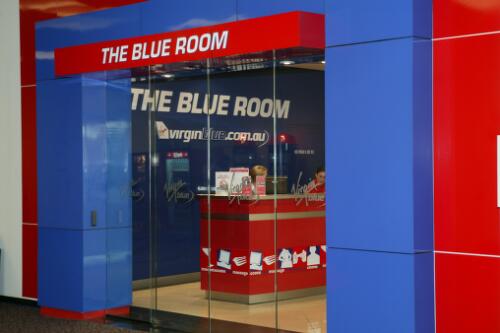 Entrance to the Virgin Blue lounge, "The Blue Room", Tullamarine Airport, Melbourne, 21 June 2005 [picture] / Damian McDonald