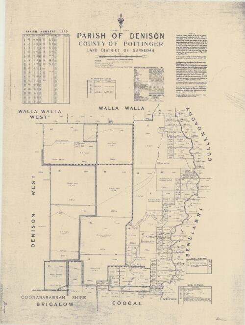 Parish of Denison, County of Pottinger [cartographic material] : Land District of Gunnedah / compiled, drawn and printed at the Department of Lands, Sydney, N.S.W