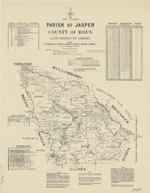 Parish of Jasper, County of Rous [cartographic material] : Land District of Lismore / compiled, drawn and printed at the Department of Lands, Sydney, N.S.W