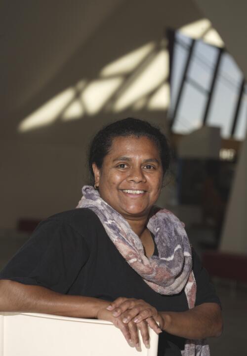 Monica Stevens, choreographer and teacher in the foyer of the National Museum of Australia, 2005 [picture] / Loui Seselja