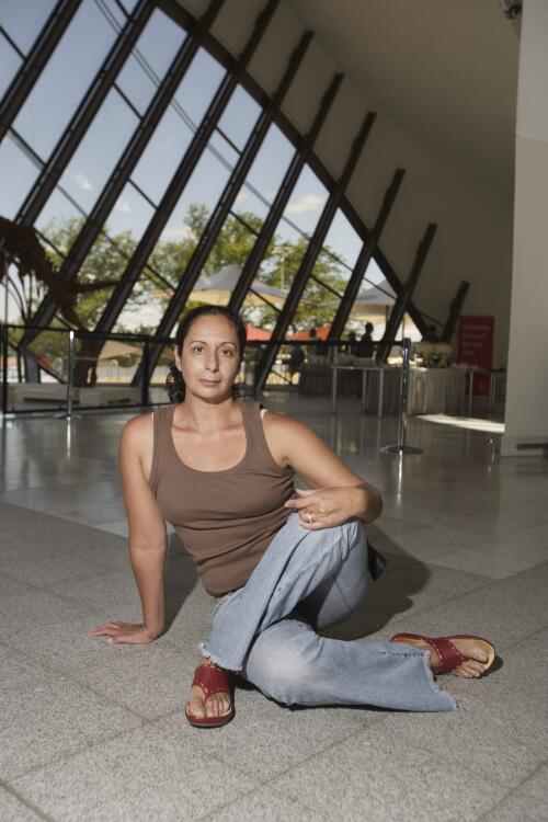 Jasmine Gulash, dancer and general manager of Bangarra Dance Theatre, in the foyer of the National Museum of Australia, 2005 [picture] / Loui Seselja