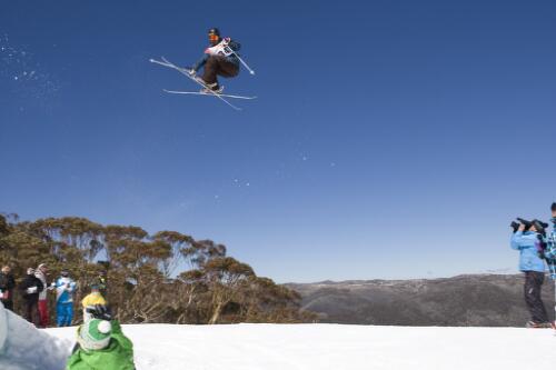 Skier Dhanu Sherpa in the Thredbo big air competition, New South Wales, September 2009 [picture] / Sam Cooper