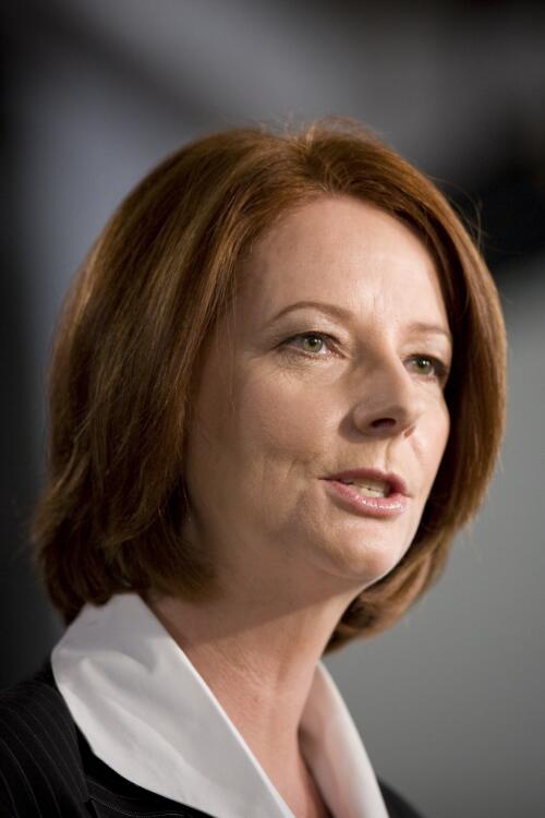 Portraits of Julia Gillard, Deputy Prime Minister of Australia at the National Press Club, Canberra, 24 February 2010 [picture] / Sam Cooper