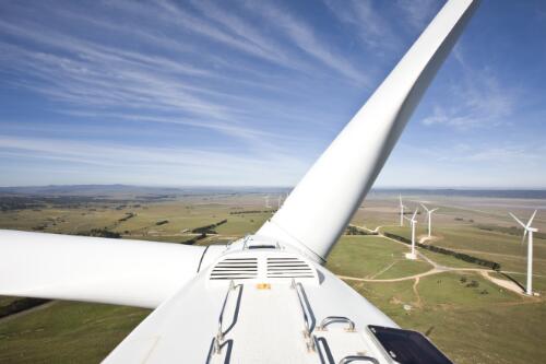 View through propeller of wind turbine 22, Capital Wind Farm, Bungendore, New South Wales, 2010 / Sam Cooper