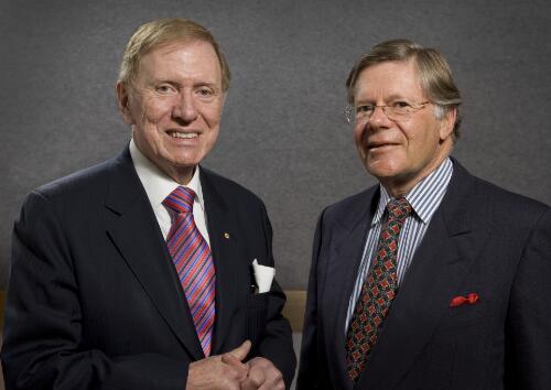 Portrait of Ernst Willheim and Justice Michael Kirby at the National Library of Australia, 24 June 2010 / Sam Cooper