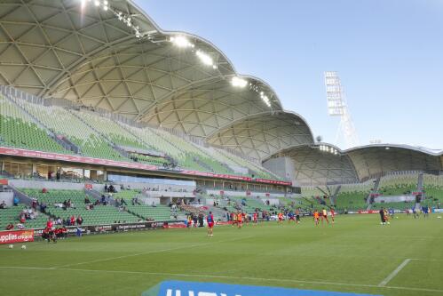 The covered stands at AAMI Park before the start of the A-League soccer match between Melbourne Heart and Gold Coast United, Melbourne, 19 January  2011 [picture] / Greg Power