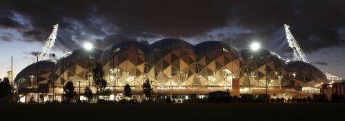 Exterior of AAMI Park at night, Melbourne, 19 January 2011 [picture] / Greg Power