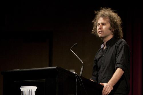 Toby Martin, speaking during his National Folk Festival Fellow presentation at the National Library, Canberra, 2011, 1 / Sam Cooper
