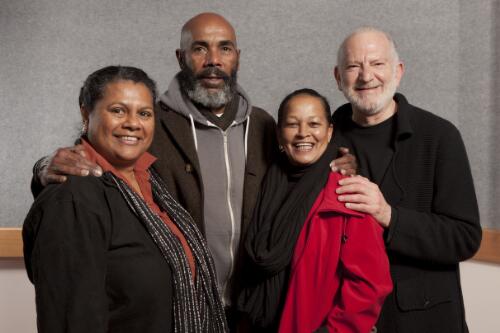 Monica Stevens, Michael Leslie, Cheryl Stone and Lee Christofis after an oral history interview at the National Library of Australia, 20 June 2012 [picture] / Jodie Harris