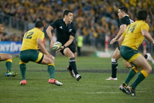 New Zealand rugby union football player with the ball during the first game of the Bledisloe Cup at ANZ Stadium, Sydney, Saturday 18 August 2012 / Greg Power