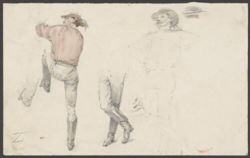 [Three sketches of a man] [picture] / [William Strutt]