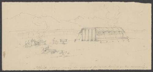 [Sketch of tent and people] [picture] / [William Strutt]