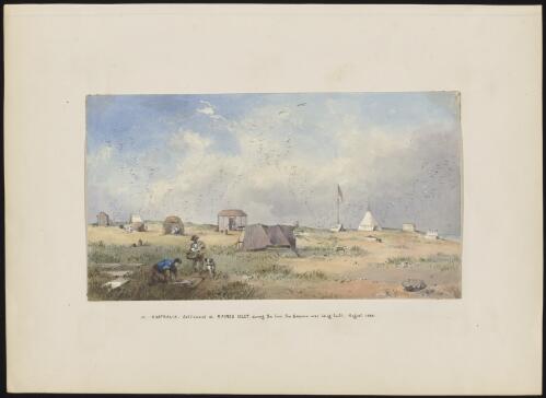 Australia, settlement at Raines Islet, during the time the beacon was being built [picture] / [Edwin Augustus Porcher]