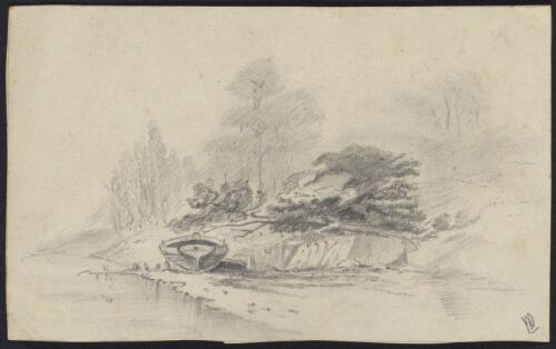 [Coastal scene with row boat in the foreground] [picture] / J.D