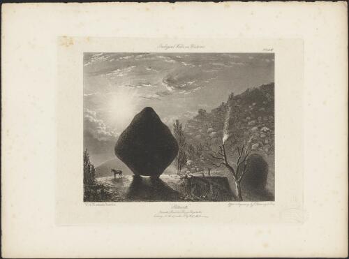 Pattowatto, granite boulder, Penny's Haystack, looking NW., 47 miles N. by W. of Melbourne [picture] / W. v. Blandowski, Australia, effect & engraving by J. Redaway & Sons