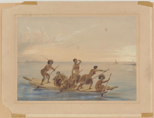 [Natives on a flat canoe] [picture] / H.J