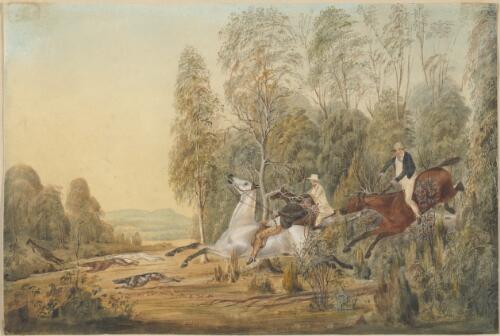 [Kangaroo hunt on horseback] [picture]